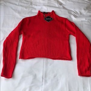 Zaful Red Knit Cropped Sweater